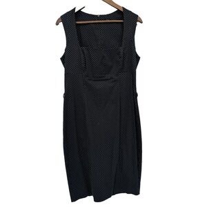 F & F Square neck Dress Polka Dot Black/White bodycon retro career M pinup girl